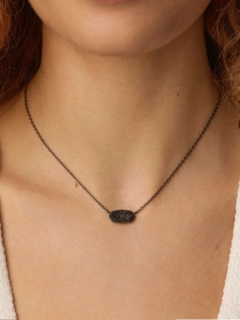 Kendra Scott Elisa Pendant Necklace in Black Drusy